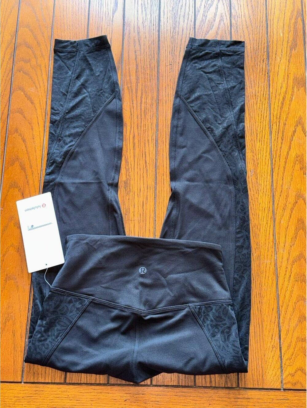 Lululemon Paisley Lace Overlay High Rise 25” Black Size 4 NWT